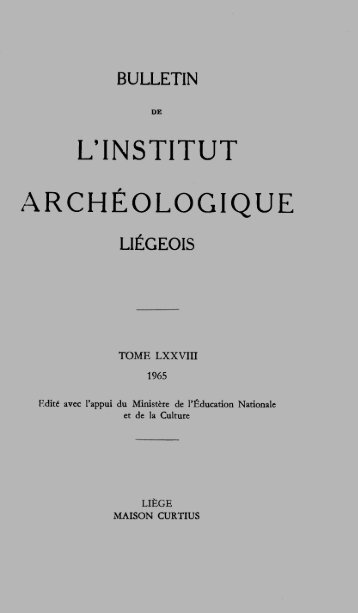 L'INSTITUT ARCHÉOLOGIQUE - Ialg.be