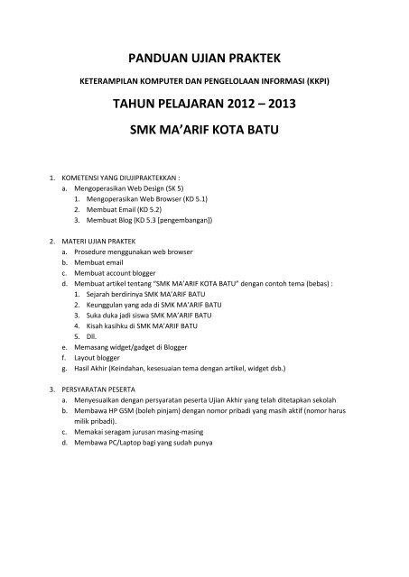 Ujian Praktek Kkpi Smk Maarif Batu Pdf