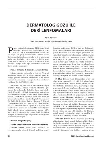 DERMATOLOG GÖZÜ İLE DERİ LENFOMALARI (Ayten Ferahbaş)