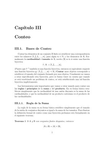 Cap´ıtulo III Conteo