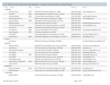 U.S. Merchant Marine Academy - Local Admissions Field Reps