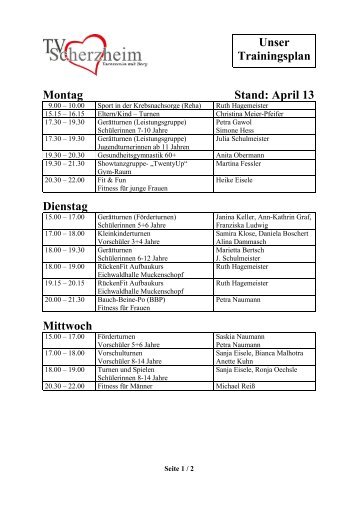 Trainingsplan 2013-2 - TV Scherzheim