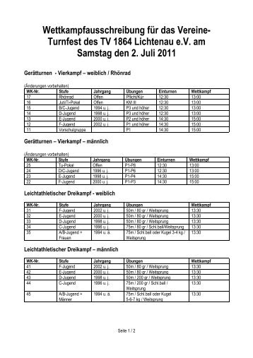 Wettkampfausschreibung für das Vereine- Turnfest ... - TV Scherzheim