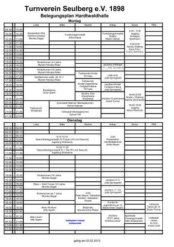 Hallenbelegungsplan - des TV-Seulberg