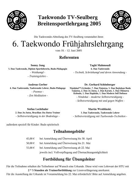 6. Taekwondo Frühjahrslehrgang - des TV-Seulberg