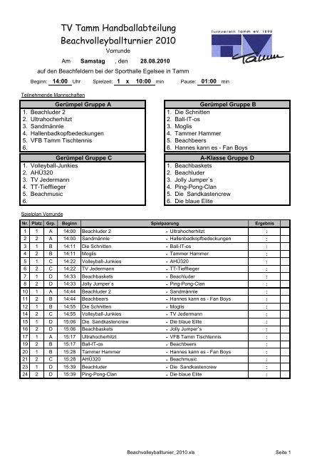 TV Tamm Beachvolleyball-Turnier 2010