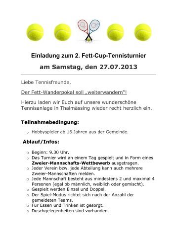 Einladung zum FETT-CUP - TV 06 Thalmässing