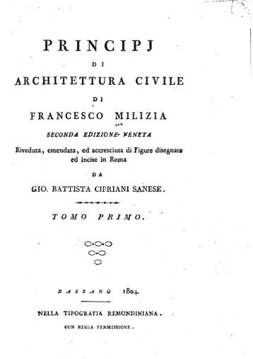 Francesco Milizia: Principii di architettura civile - Antiche Fornaci ...