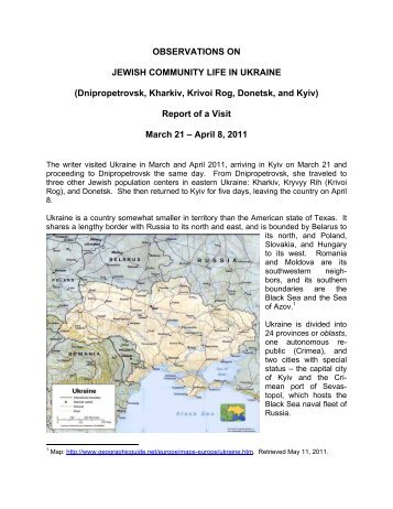 (Dnipropetrovsk, Kharkiv, Krivoi Rog, Donetsk, and Kyiv) Report of a ...