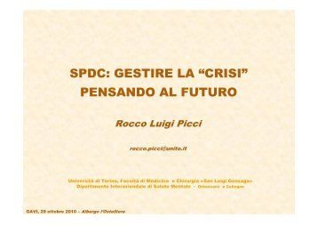 SPDC: GESTIRE LA “CRISI” PENSANDO AL FUTURO - ASL CN1