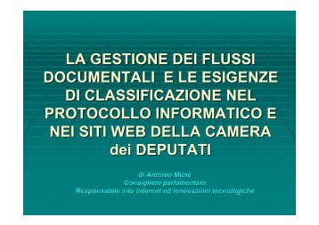 La gestione dei flussi documentali e le esigenze di ... - Cnipa