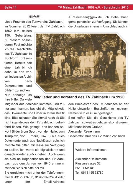 Sprachrohr - TV Mainz-Zahlbach 1862 eV