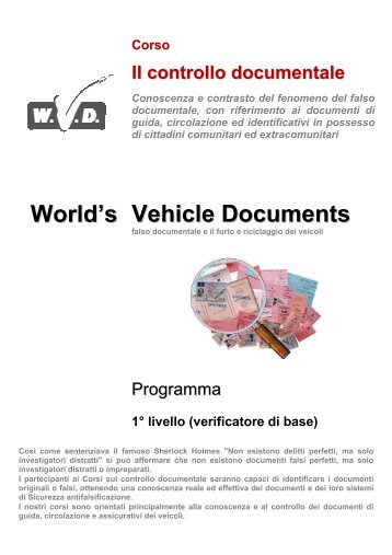 Programma I° Livello - World's Vehicle Documents