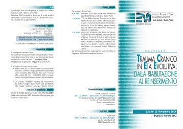 Trauma cranico in eta' evolutiva - E. Medea