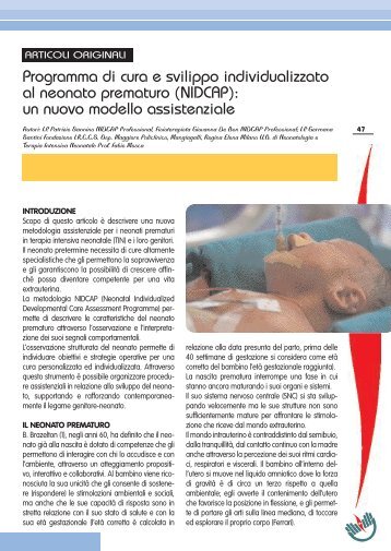 Programma di cura e sviluppo individualizzato al neonato ... - Ipasvi