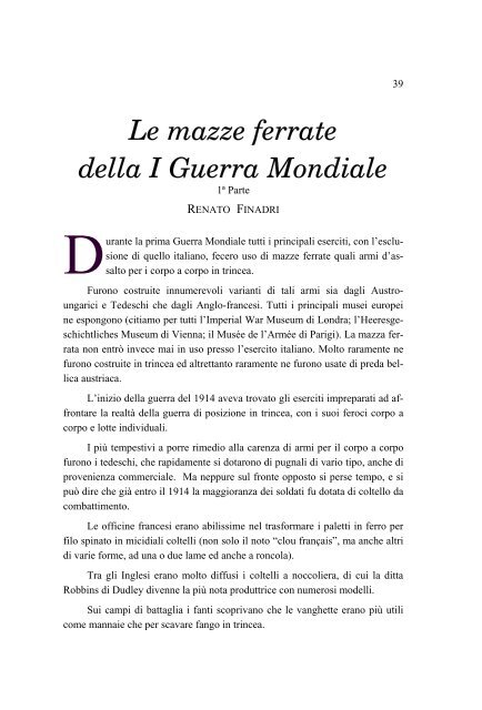 Le mazze ferrate della I Guerra Mondiale - Circolo Culturale ...