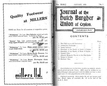 CONTENTS - Dutch Burgher Union of Ceylon