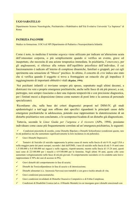 UGO SABATELLO PATRIZIA PALOMBI Come è ... - Fiore del Deserto