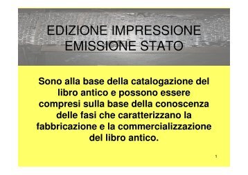 EDIZIONE IMPRESSIONE EMISSIONE STATO