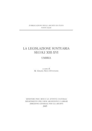 la legislazione suntuaria. secoli xiii-xvi. umbria - Direzione generale ...