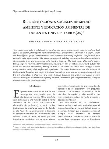 representaciones sociales de medio ambiente y educación ...