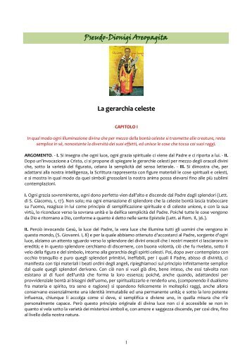 Pseudo-Dionigi Areopagita La gerarchia celeste