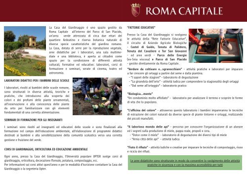 brochure informativa casa del giardinaggio - Comune di Roma