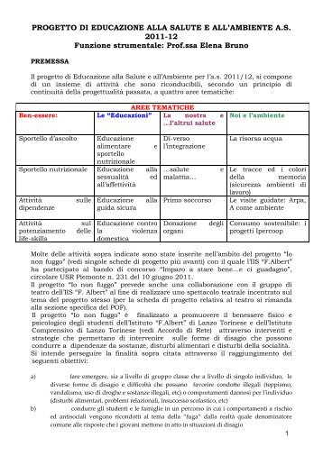 progetto di educazione alla salute e all'ambiente a - Istituto Albert