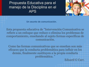 Propuesta Educativa para el manejo de la Disciplina en el APS