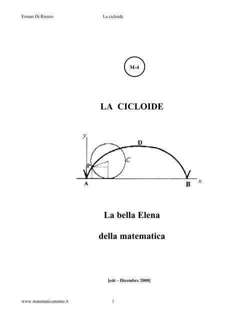 LA CICLOIDE La bella Elena della matematica - Matematicamente.it