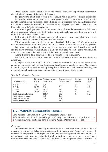 III Programma di sperimentazione di macchine agricole ... - Enama