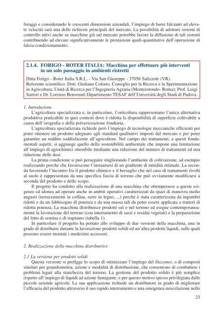 III Programma di sperimentazione di macchine agricole ... - Enama