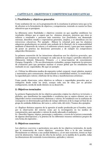 CAPÍTULO V. OBJETIVOS Y COMPETENCIAS EDUCATIVAS