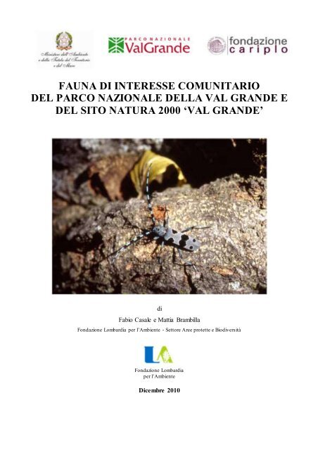 Fauna di interesse comunitario del sito Natura 2000 - Parco ...