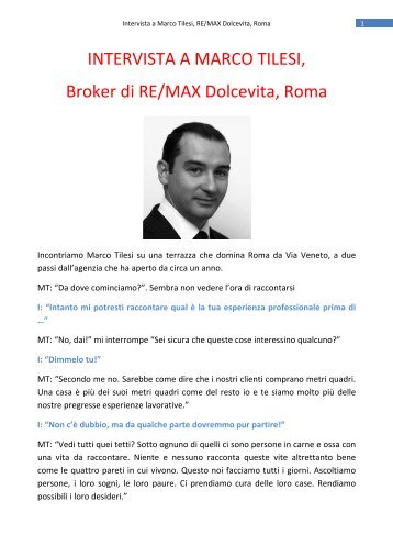 INTERVISTA A MARCO TILESI, Broker di RE/MAX Dolcevita, Roma