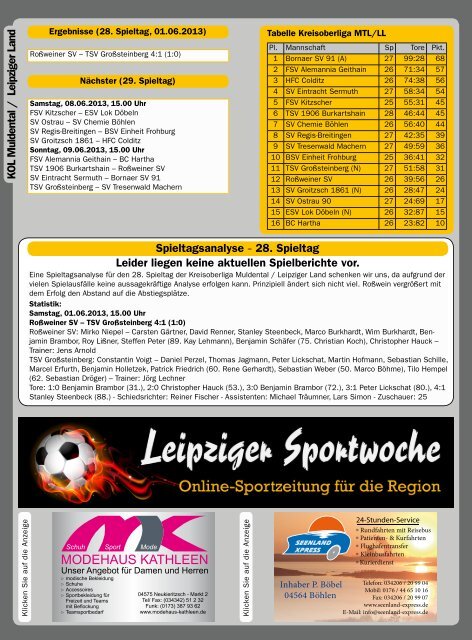 Leipziger Sportwoche - Fußball Zeitung - Ausgabe 10 vom 03.06.2013