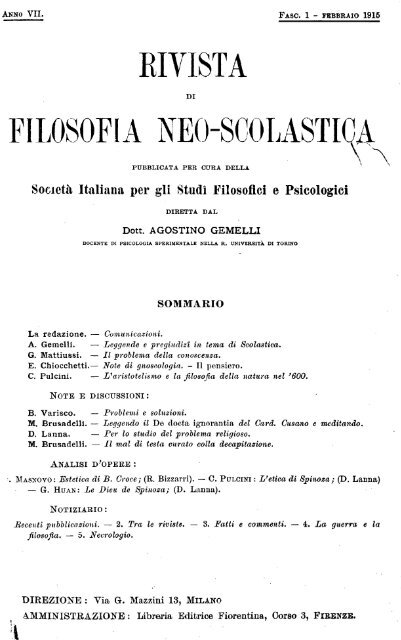 La filosofia di - Dipartimenti - Università Cattolica del Sacro Cuore