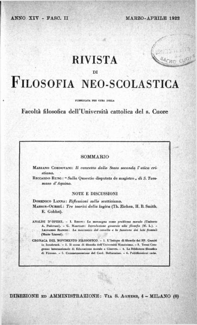 La filosofia di - Dipartimenti - Università Cattolica del Sacro Cuore