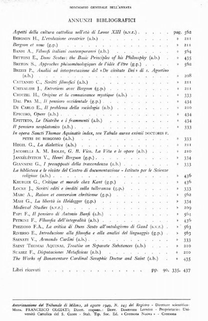 La filosofia di - Dipartimenti - Università Cattolica del Sacro Cuore