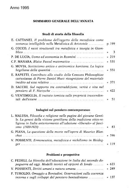 La filosofia di - Dipartimenti - Università Cattolica del Sacro Cuore