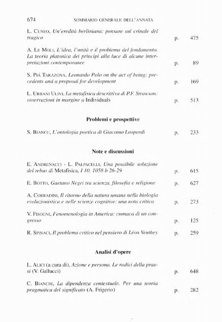 La filosofia di - Dipartimenti - Università Cattolica del Sacro Cuore