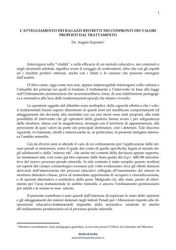 Articolo Angelo Esposito - Diritto & Civiltà - Dirittopenitenziario.it