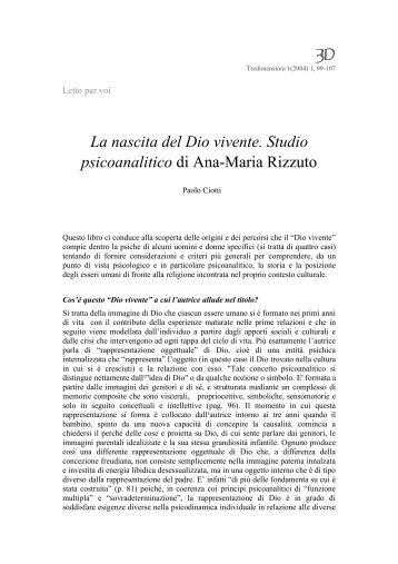 La nascita del Dio vivente. Studio psicoanalitico di Ana-Maria Rizzuto