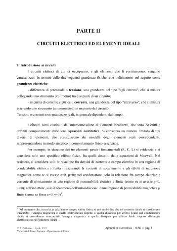 parte ii - circuiti elettrici ed elementi ideali - Fisica