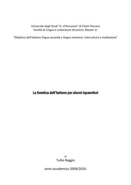 La fonetica dell'italiano per alunni ispanofoni - Altervista