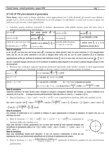 8/11/02 3F PNI primi elementi di goniometria - Claudio Cereda