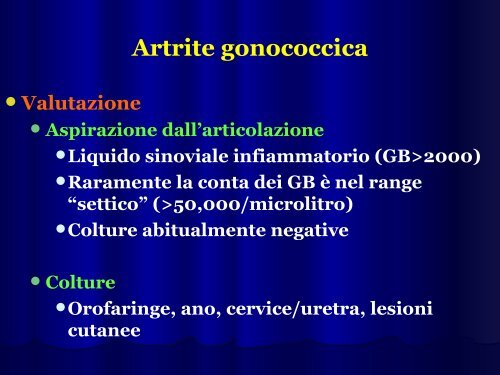 artriti infettive - Medicina e Chirurgia - Università degli Studi di Firenze