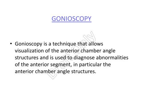 Gonioscopic Evaluation of the Anterior Chamber Angle