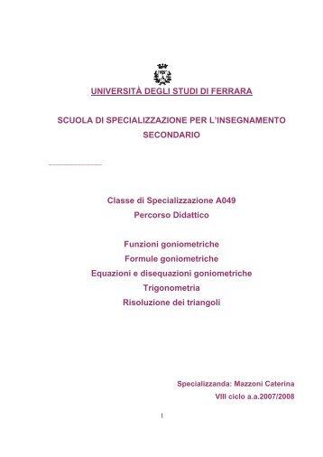 ud goniometria, eq, diseq, trigo - INFN Sezione di Ferrara