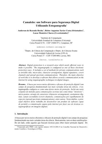 Camaleão: um Software para Segurança Digital Utilizando Esteganografia